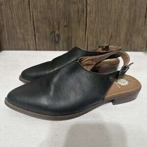 Yellow Box Shoes Women Size 10 Freedah Black Leather Buckle Slingback Western